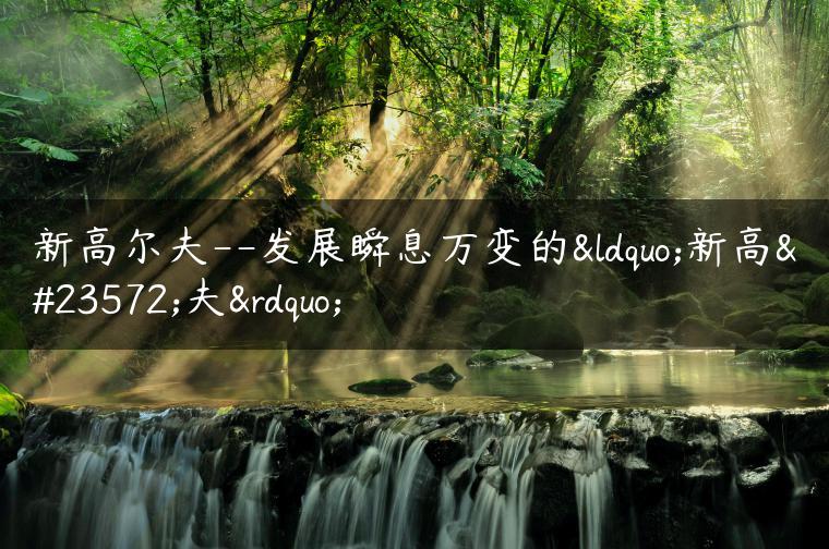 新高尔夫–发展瞬息万变的“新高尔夫”