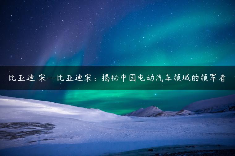 比亚迪 宋–比亚迪宋：揭秘中国电动汽车领域的领军者