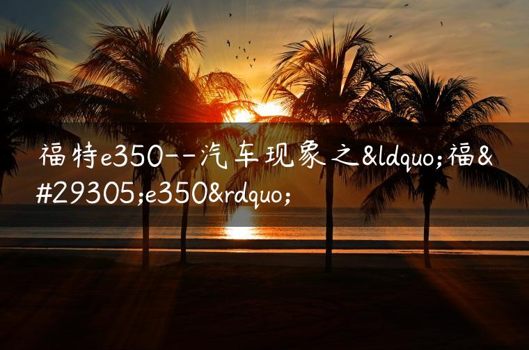 福特e350–汽车现象之“福特e350”
