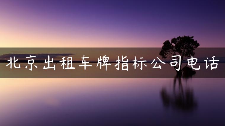 北京出租车牌指标公司电话