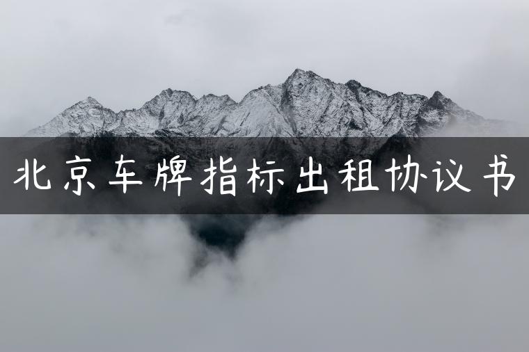 北京车牌指标出租协议书