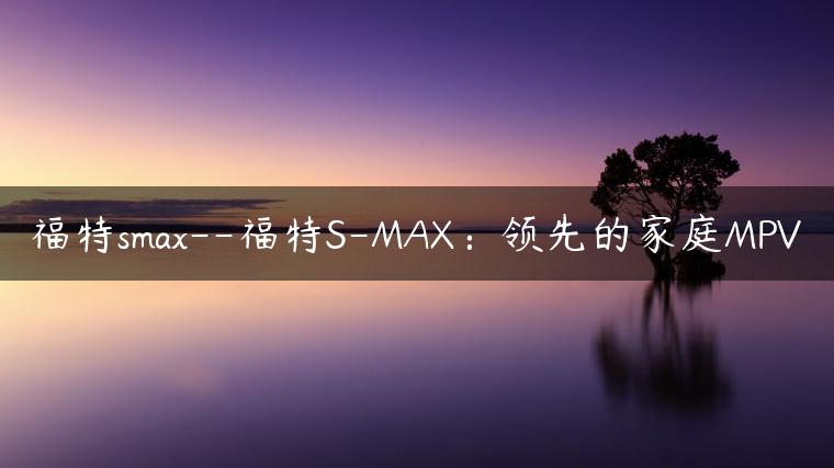 福特smax–福特S-MAX：领先的家庭MPV