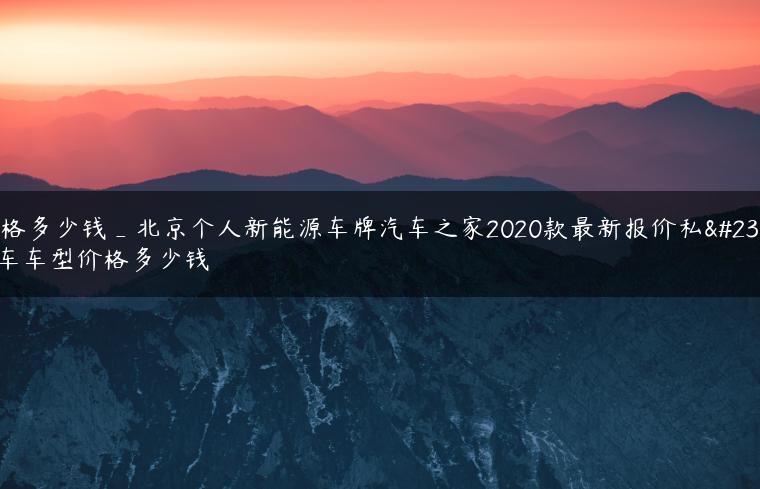价格多少钱_北京个人新能源车牌汽车之家2020款最新报价私家车车型价格多少钱
