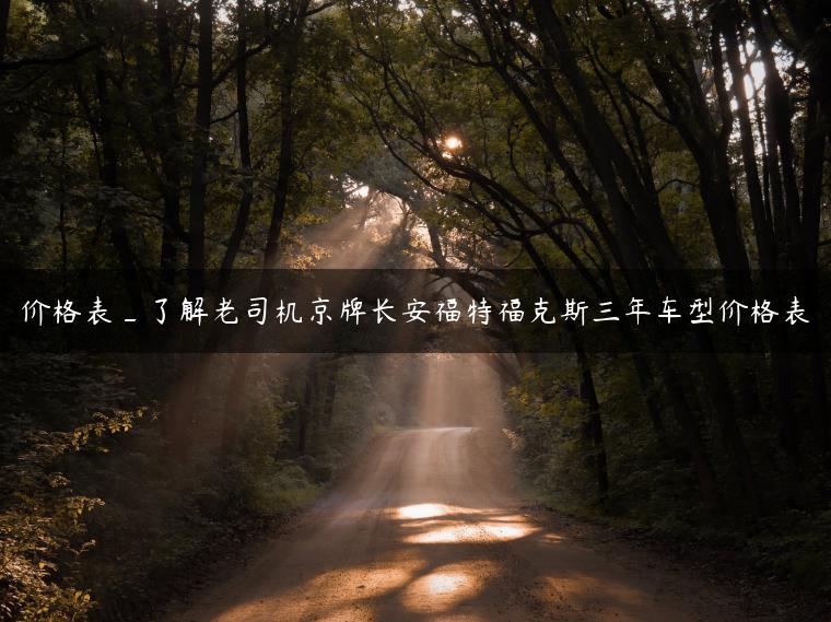 价格表_了解老司机京牌长安福特福克斯三年车型价格表