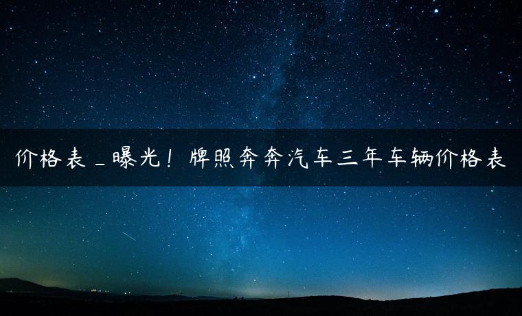 价格表_曝光！牌照奔奔汽车三年车辆价格表