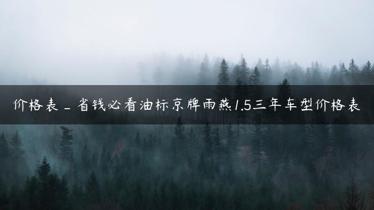 价格表_省钱必看油标京牌雨燕1.5三年车型价格表