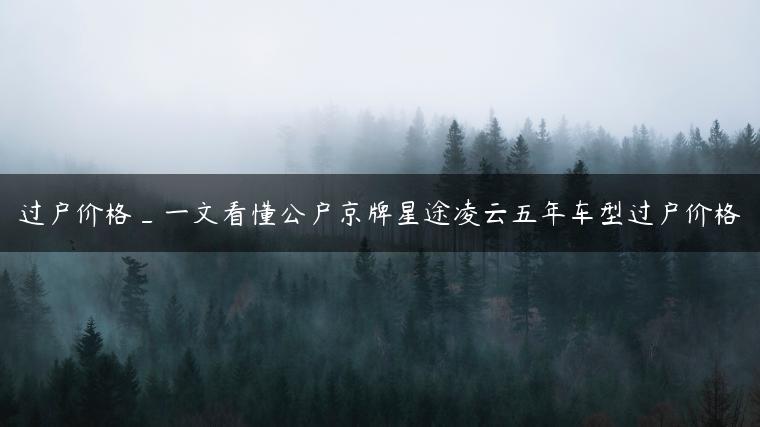 过户价格_一文看懂公户京牌星途凌云五年车型过户价格