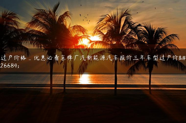 过户价格_优惠必看京牌广汽新能源汽车报价三年车型过户价格