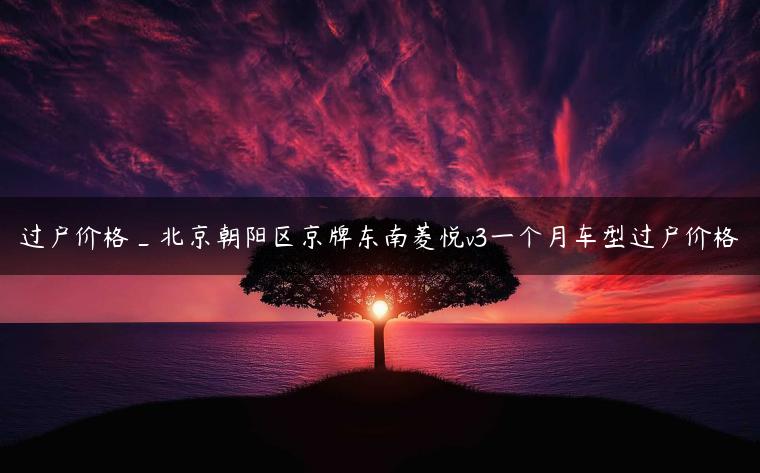 过户价格_北京朝阳区京牌东南菱悦v3一个月车型过户价格