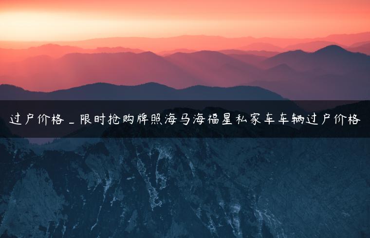 过户价格_限时抢购牌照海马海福星私家车车辆过户价格