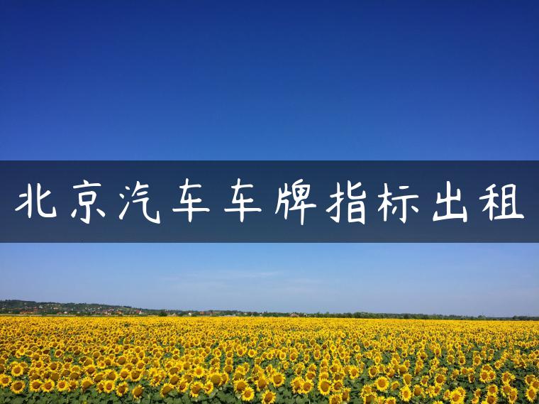 北京汽车车牌指标出租