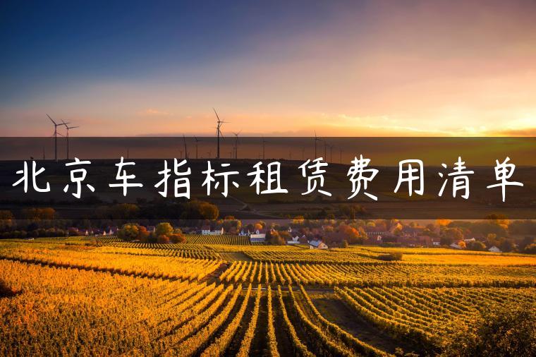 北京车指标租赁费用清单