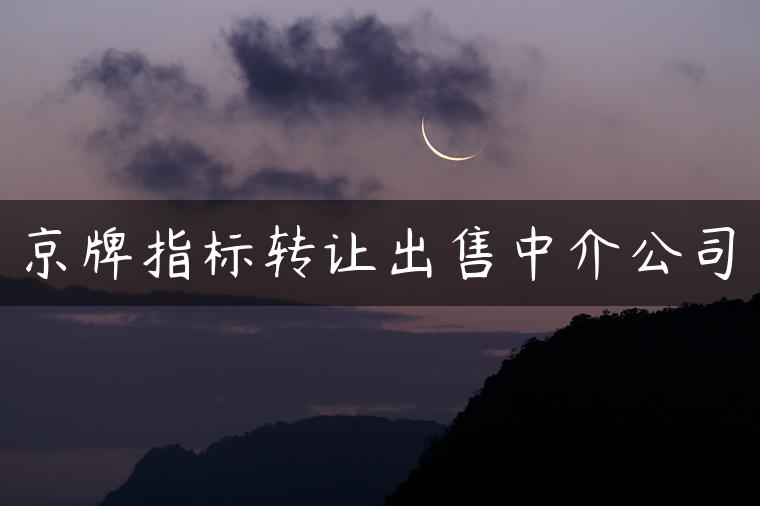 京牌指标转让出售中介公司