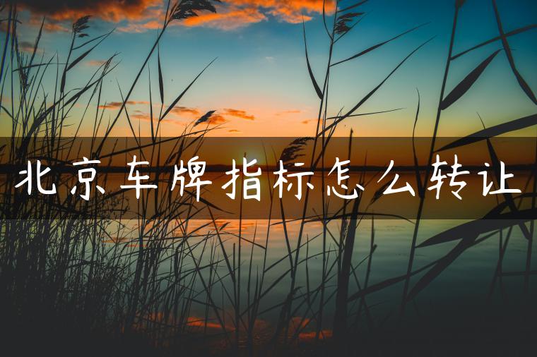 北京车牌指标怎么转让