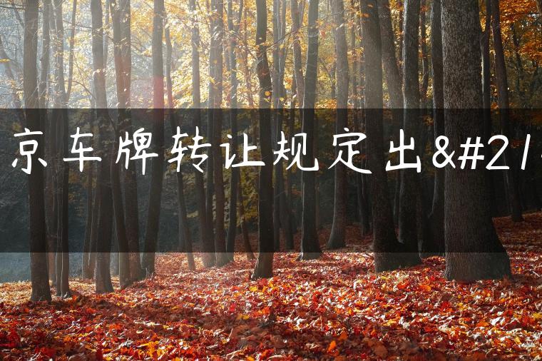 北京车牌转让规定出台