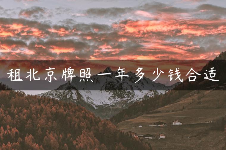 租北京牌照一年多少钱合适