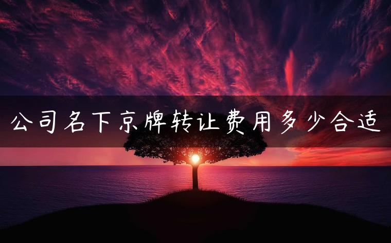 公司名下京牌转让费用多少合适