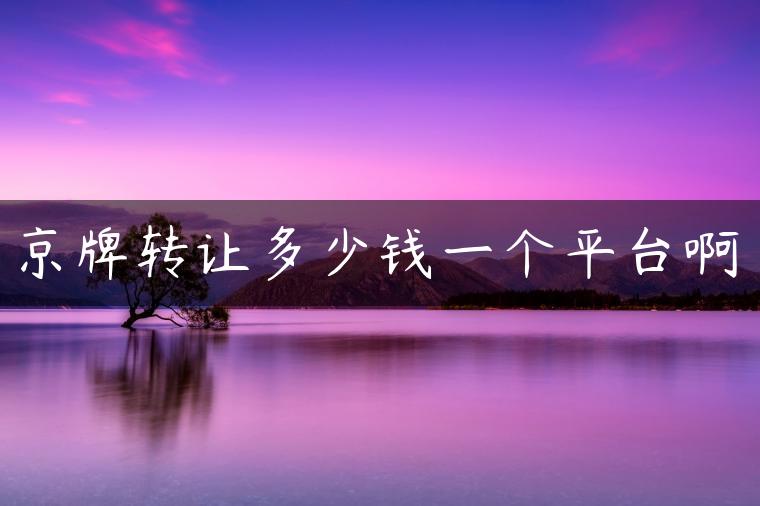 京牌转让多少钱一个平台啊