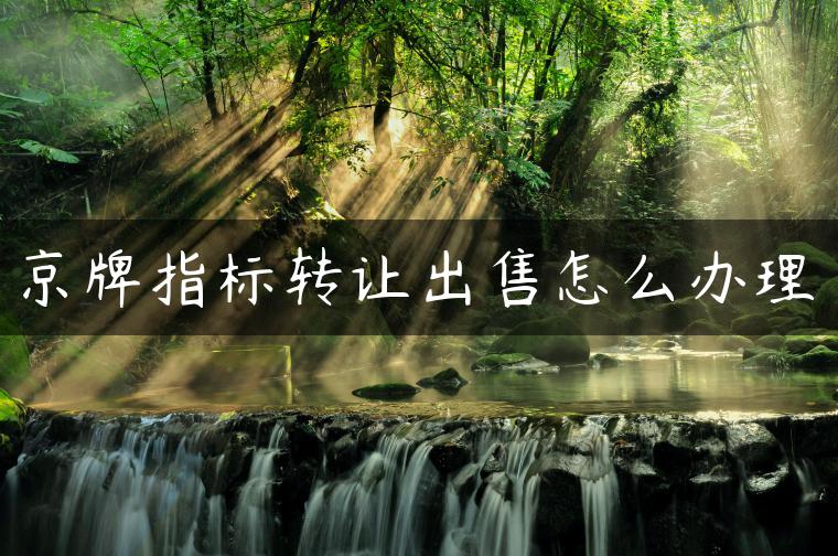 京牌指标转让出售怎么办理