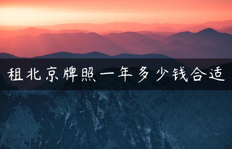 租北京牌照一年多少钱合适