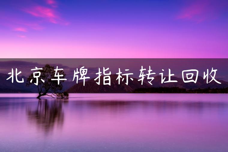 北京车牌指标转让回收