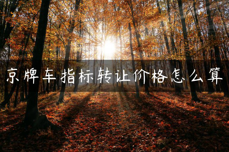 京牌车指标转让价格怎么算