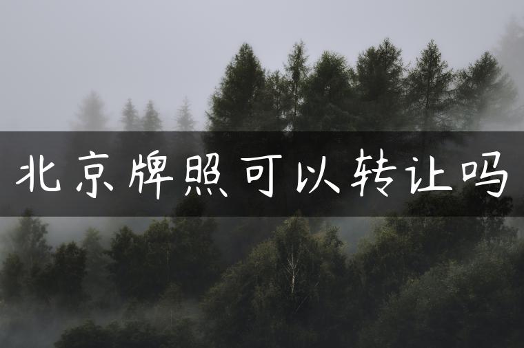 北京牌照可以转让吗