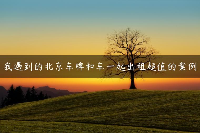 我遇到的北京车牌和车一起出租超值的案例