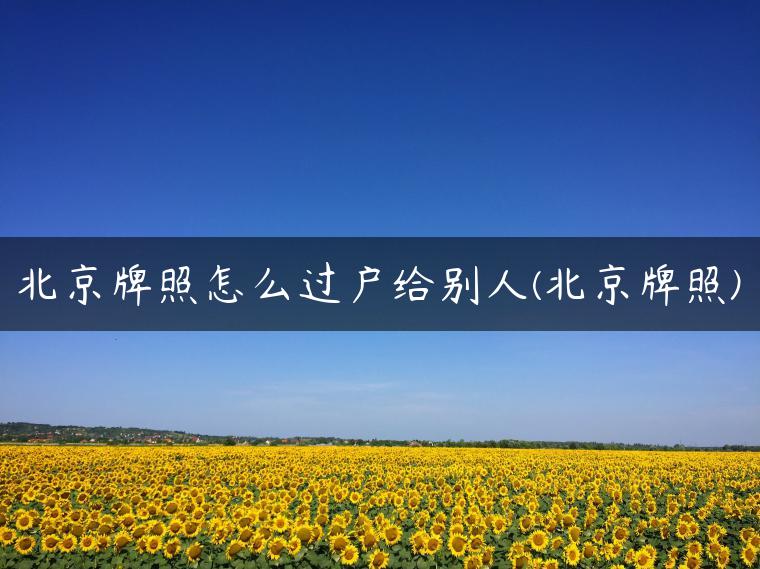北京牌照怎么过户给别人(北京牌照)
