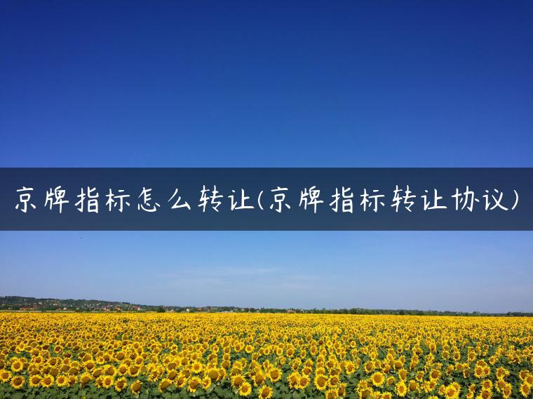 京牌指标怎么转让(京牌指标转让协议)