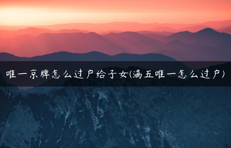 唯一京牌怎么过户给子女(满五唯一怎么过户)