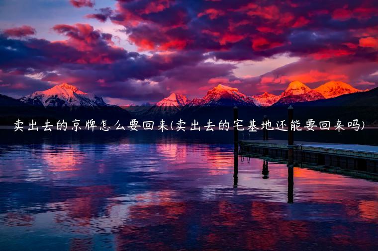 卖出去的京牌怎么要回来(卖出去的宅基地还能要回来吗)
