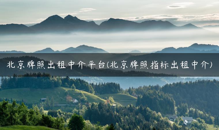 北京牌照出租中介平台(北京牌照指标出租中介)