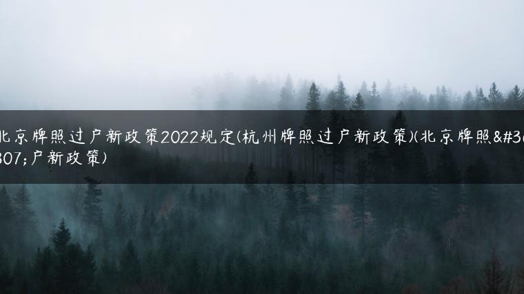 北京牌照过户新政策2022规定(杭州牌照过户新政策)(北京牌照过户新政策)
