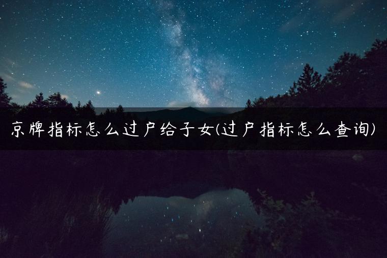 京牌指标怎么过户给子女(过户指标怎么查询)