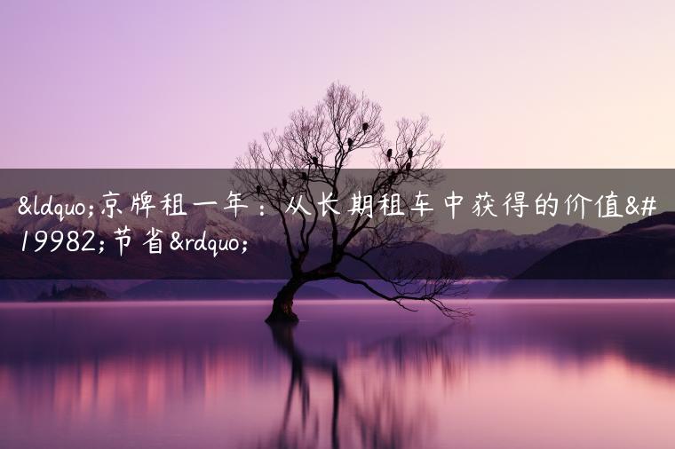 “京牌租一年：从长期租车中获得的价值与节省”