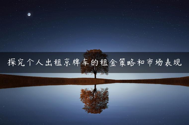 探究个人出租京牌车的租金策略和市场表现