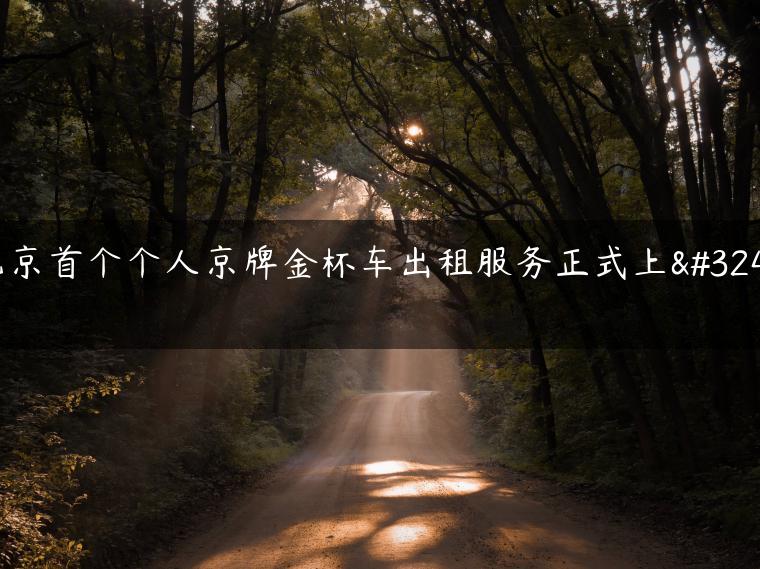 北京首个个人京牌金杯车出租服务正式上线