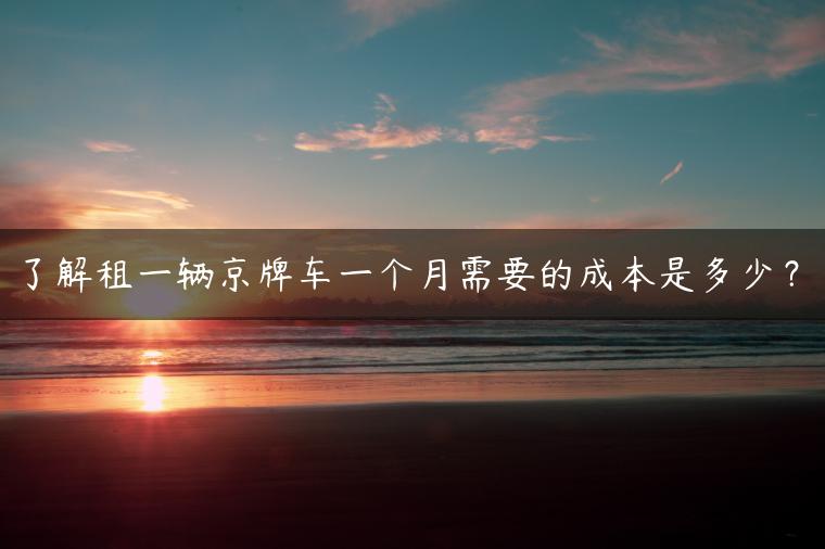 了解租一辆京牌车一个月需要的成本是多少？