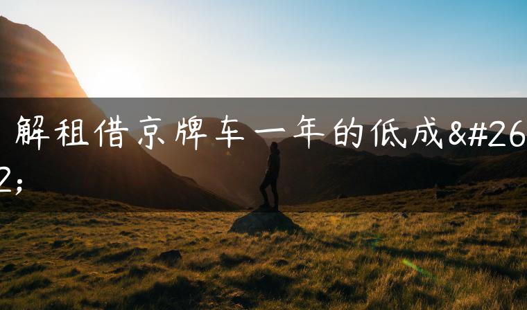 了解租借京牌车一年的低成本-金牌车友
