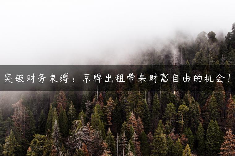 突破财务束缚：京牌出租带来财富自由的机会！