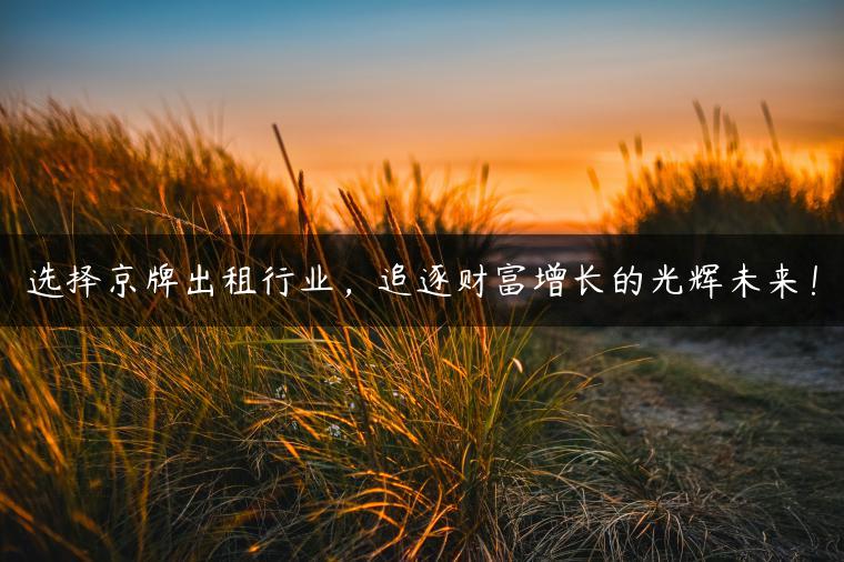 选择京牌出租行业，追逐财富增长的光辉未来！