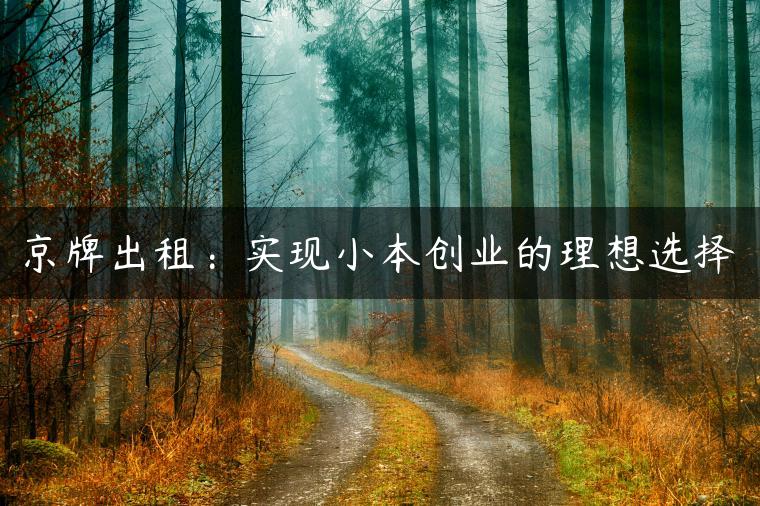 京牌出租：实现小本创业的理想选择