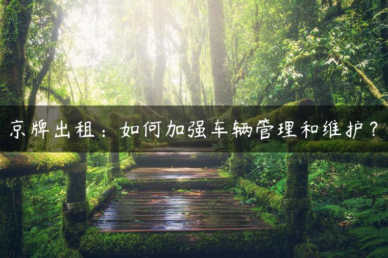 京牌出租：如何加强车辆管理和维护？