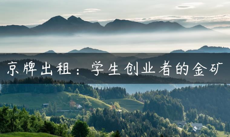 京牌出租：学生创业者的金矿