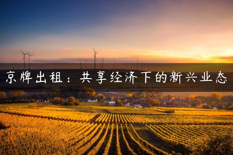 京牌出租：共享经济下的新兴业态