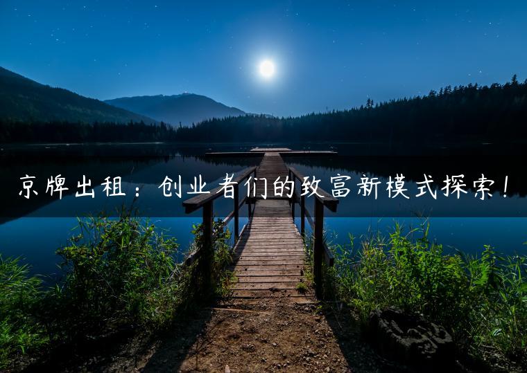 京牌出租：创业者们的致富新模式探索！