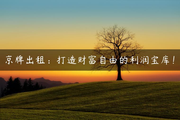 京牌出租：打造财富自由的利润宝库！