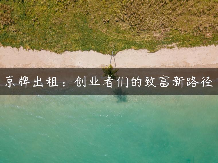京牌出租：创业者们的致富新路径