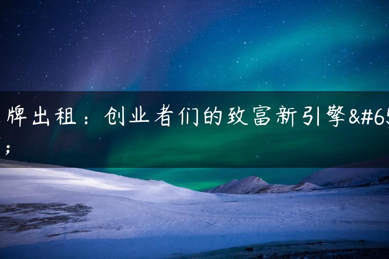 京牌出租：创业者们的致富新引擎！
